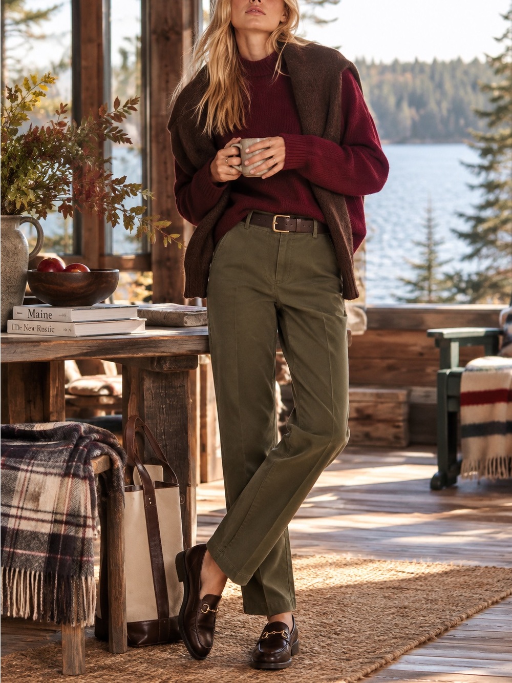 L.L.Bean Women’s Size 4 Olive Classic Fit Chino Pants Cotton Twill Straight Leg